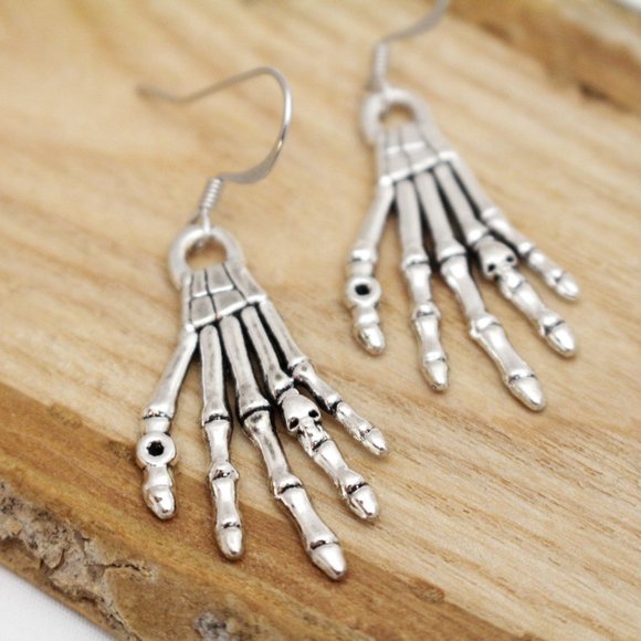 Skeleton Hand Charm Earrings - Picture 5 of 6